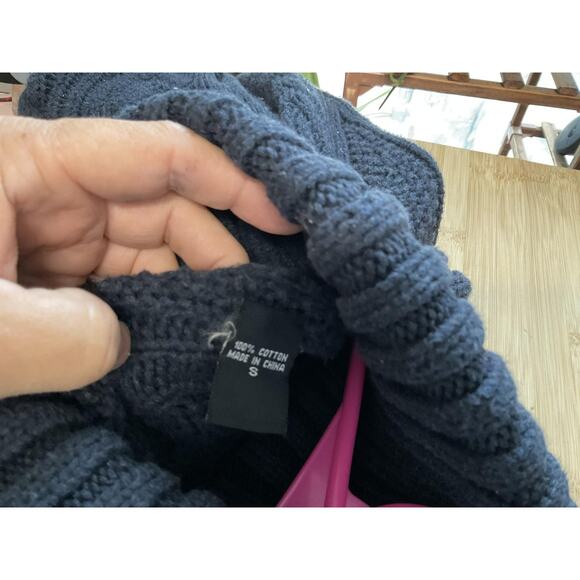 MODA International Sweater Womens Small Charcoal Turtleneck Cable Knit Dolman - Picture 8 of 10